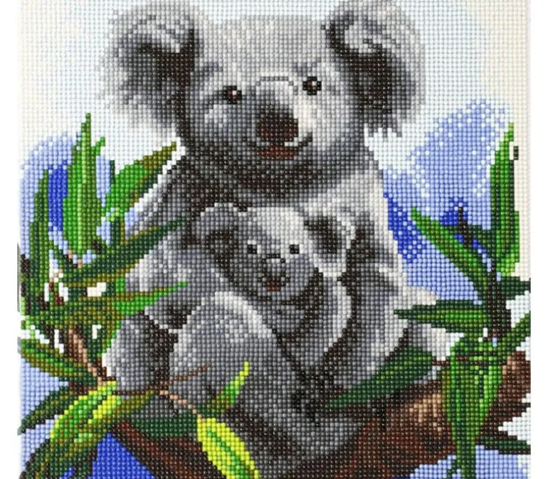Crystal Art Diamond Painting Mounted Kit – Medium – Cuddly Koalas