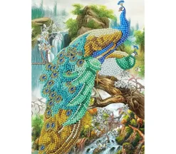 Crystal Art Diamond Painting Notebook Kit – Peacock Waterfall