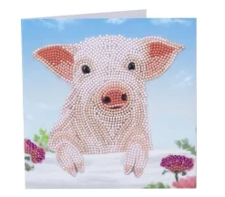 Crystal Art Diamond Painting Card Kit – Pig on the Fence