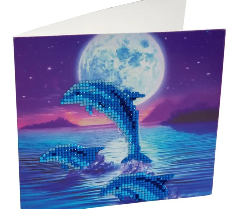 Crystal Art Diamond Painting Card Kit – Dolphins