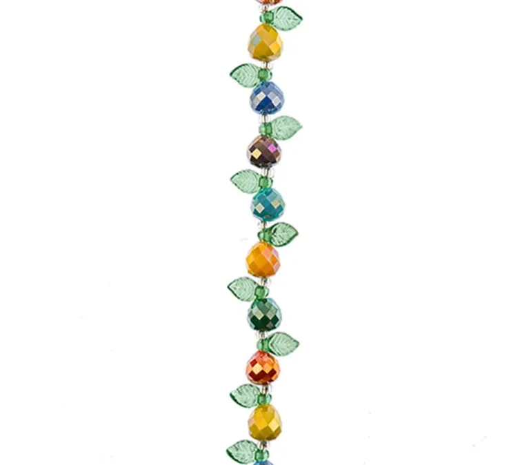 Crystal Lane DIY Flower 7-inch Bead Strand Pear Mix 2 with Green Leaves- 14pcs