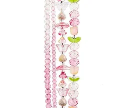 Crystal Lane DIY Flower 7-inch Bead Mix Bead Strands Tulip Pink Butterflies Roundelle Pink