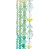 Crystal Lane DIY Flower 7-inch Bead Mix Bead Strands Green/Stardust-Tulip Butterflies Round Beads
