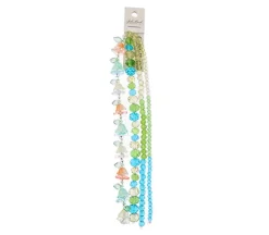Crystal Lane DIY Flower 7-inch Bead Mix Bead Strands Pink/Yellow/Teal/Green- Mix Flowers Round Beads