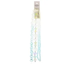 Crystal Lane DIY Flower 7-inch Bead Mix Bead Strands Ombre Teal- Tulip Roses Butterflies Rondelles