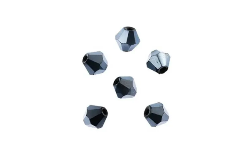 Crystal Lane 7-inch Strands 6mm Bicone Opaque Gunmetal Luster