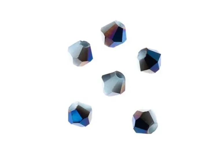 Crystal Lane 7-inch Strands 6mm Bicone Opaque Gunmetal Luster