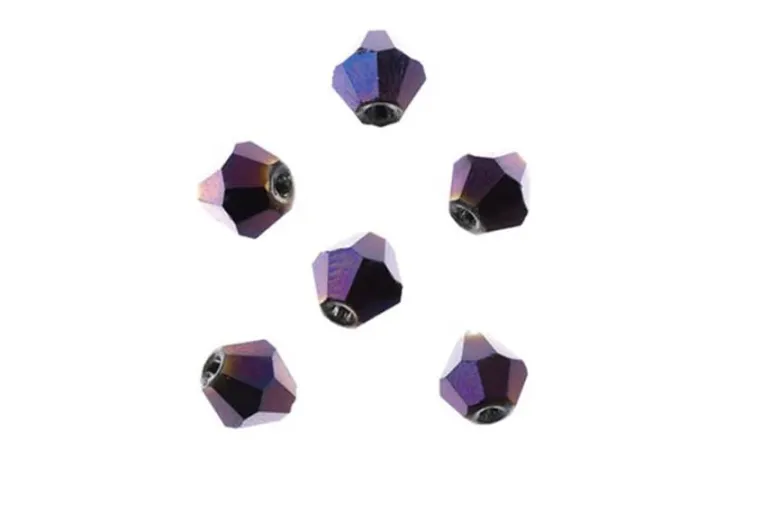 Crystal Lane 7-inch Strands 6mm Bicone Opaque Purple Iris
