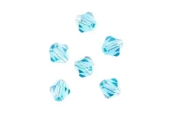 Crystal Lane 7-inch Strands 6mm Bicone Opaque Blue with Half Champagne Luster