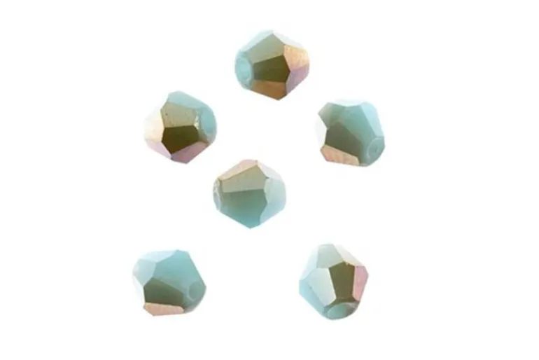 Crystal Lane 7-inch Strands 6mm Bicone Opaque Blue with Half Champagne Luster