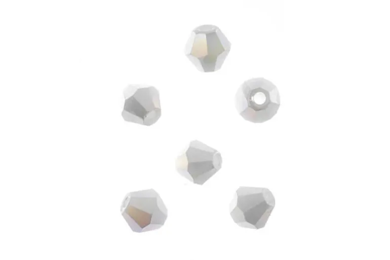 Crystal Lane 7-inch Strands 6mm Bicone Opaque Light Champagne Luster
