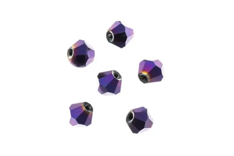 Crystal Lane 7-inch Strands 4mm Bicone Opaque Purple Iris