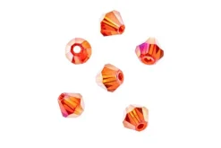 Crystal Lane 7-inch Strands 4mm Bicone Transparent Red AB
