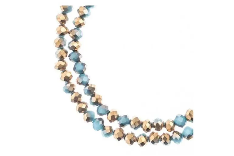 Crystal Lane 7-inch Strands 3x4mm Rondelle Opaque Dark Blue w/Half Gold Iris