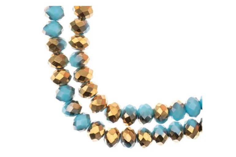 Crystal Lane 7-inch Strands 6x8mm Rondelle Opaque Blue AB