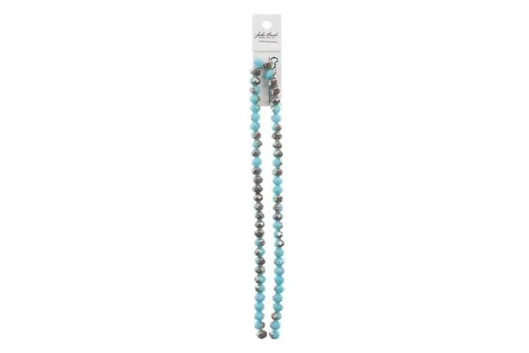Crystal Lane 7-inch Strands 6x8mm Rondelle Opaque Blue AB