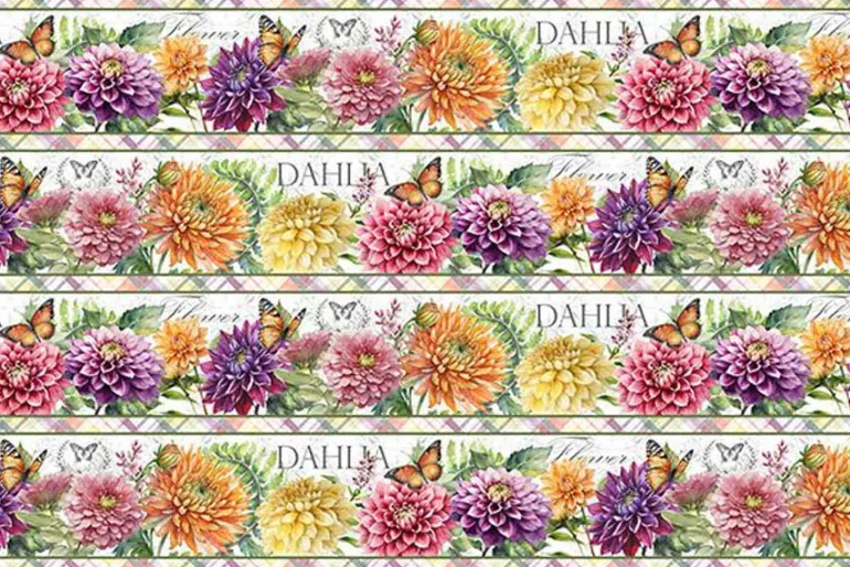Dahlia Botanica Towel Band Cut – 5/8-yard by 42-inches