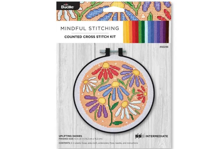 Daisies Cross Stitch Kit with 6-inch Hoop