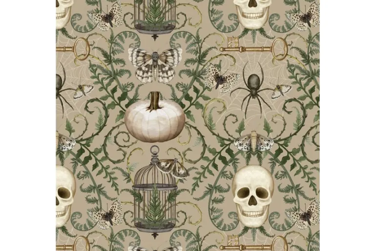 Dark Academia Spiders and Webs on Sage Green