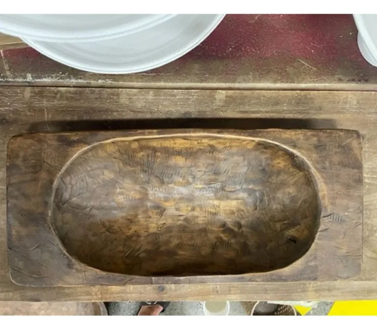 Dark Rustic Dough Bowl – Large (38″ x 12″ x 4″)