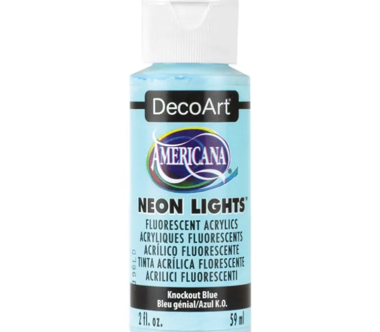 DecoArt Americana Neon Lights Fluorescent Acrylic Paint – 2-ounce – Knockout Blue