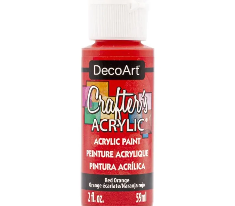DecoArt Crafters Acrylic All-Purpose Paint – 2-ounce – Red Orange