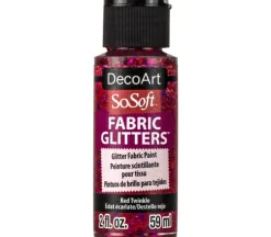 DecoArt SoSoft Fabric Glitter Acrylic Paint – 2-ounce – Red Twinkle