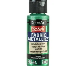 DecoArt SoSoft Fabric Metallics Acrylic Paint – 2-ounce – Emerald