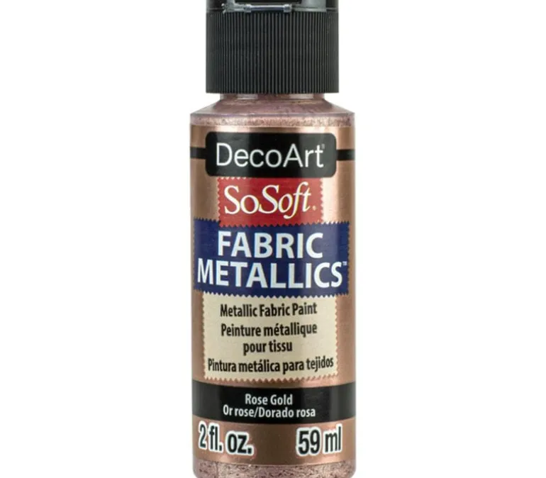 DecoArt SoSoft Fabric Metallics Acrylic Paint – 2-ounce – Rose Gold