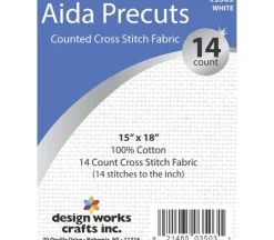 Design Works White 14 count Aida Cloth, 15-inches by 18-inches. #3503