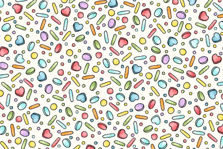 Dessert First Rainbow Pastilles on Cream