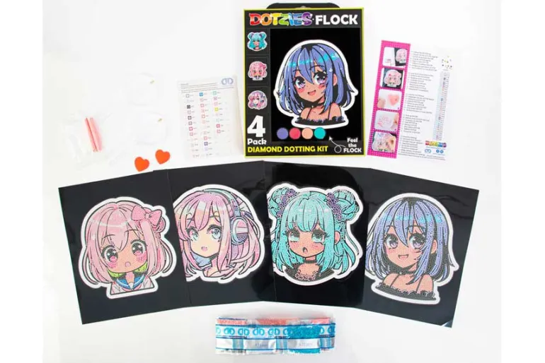Diamond Dotz DOTZIES Neon Flock Kit – Anime Girls 4pc Set