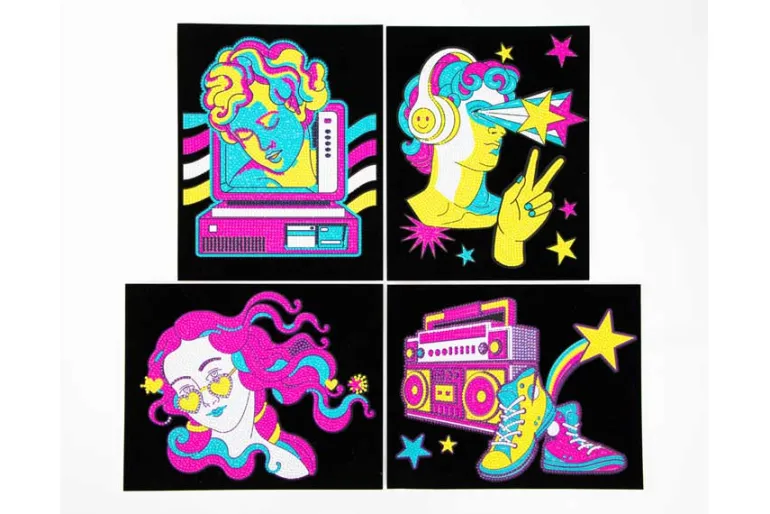 Diamond Dotz DOTZIES Neon Flock Kit – Peace & Love 4pc Set