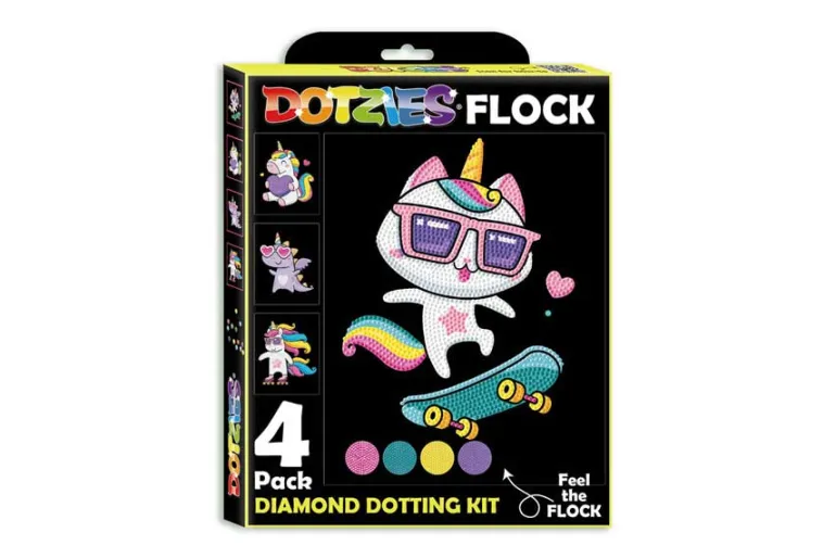 Diamond Dotz DOTZIES Neon Flock Kit – Unicorns 4pc Set