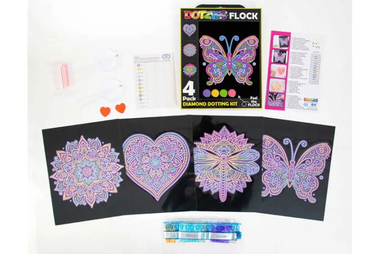 Diamond Dotz DOTZIES Neon Flock Kit – Mandalas 4pc Set