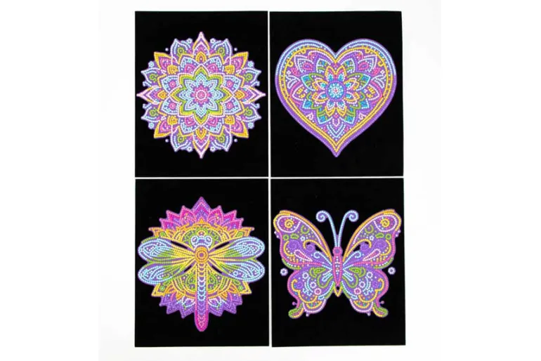 Diamond Dotz DOTZIES Neon Flock Kit – Mandalas 4pc Set