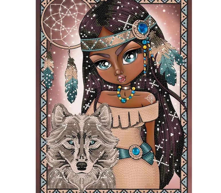 Diamond Dotz Indian Girl with Wolf Kit