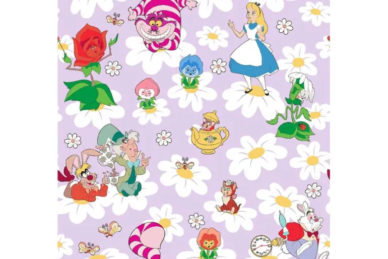 Disney Ariel and Flounder Under the Sea on Pink Fabric