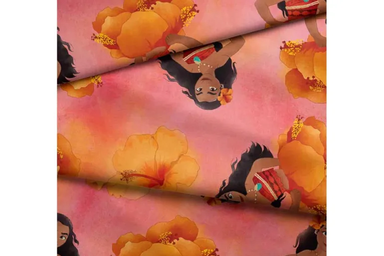Disney Moana in Bloom Pink Fabric