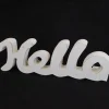 Distressed White Wood Cutout Hello