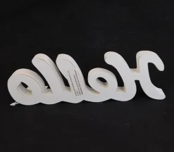 Distressed White Wood Cutout Hello
