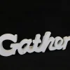 Distressed White Wood Cutout Gather