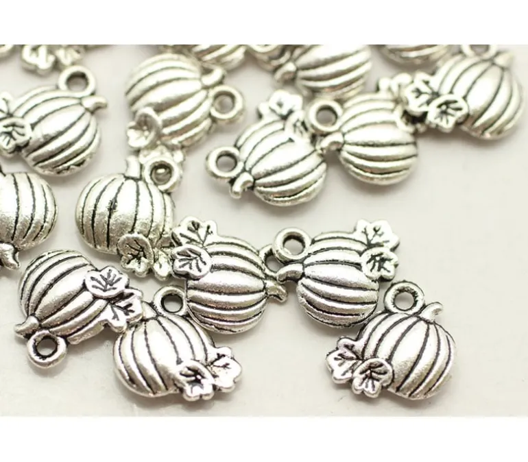 Double Sided Pumpkin Charm – Antique Silver Plated