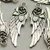 Double Sided – Wing with Rose Design – Antique Silver Plated – 31mm.x 11mm.x 3mm.