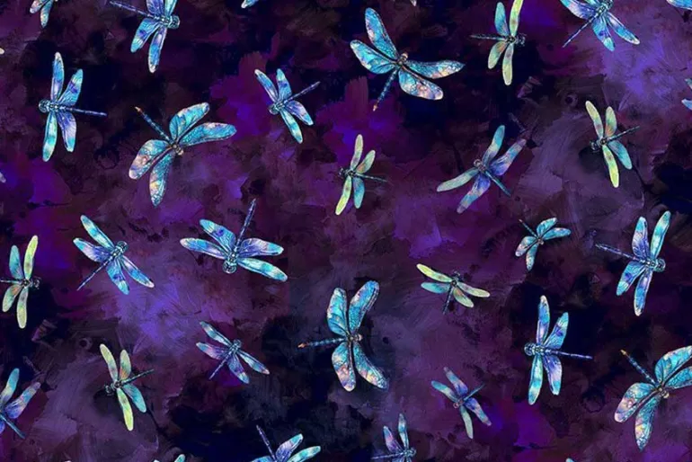 Dragonfly Mist Flying Dragonflies on Purple