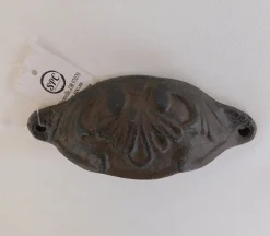 Drawer Pull Scoop Scroll Design – Brown Rust with Black Accents