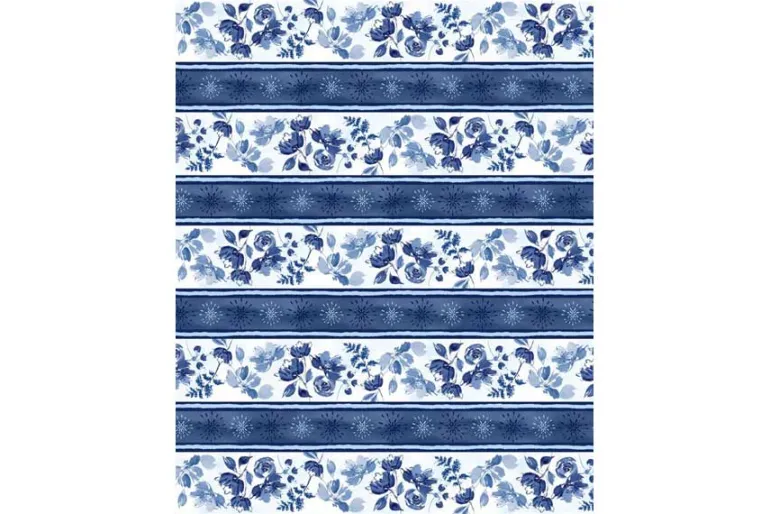 Dreaming in Blue Floral Novelty Stripe