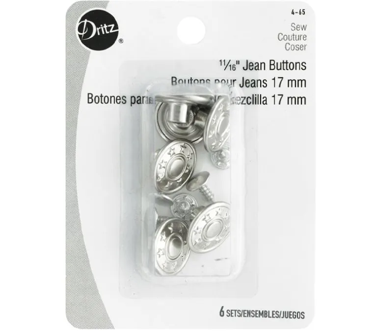 Dritz Jean Button – 6 Piece – Nickel