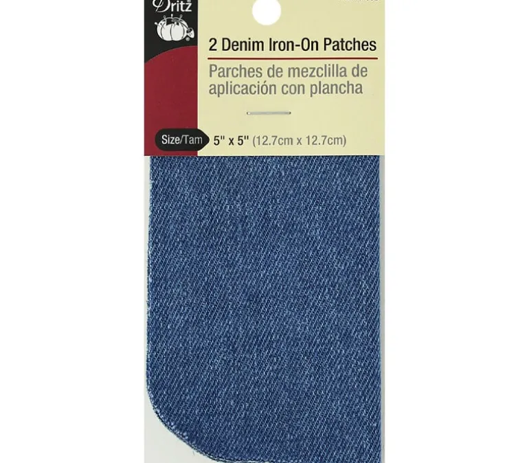 Dritz Patch Iron On – 5-inch x 5-inch – Denim Faded Blue – 2 Piece