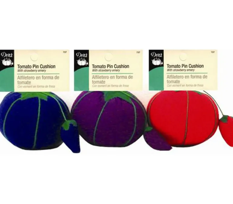 Dritz Tomato Pin Cushion – Assorted Blue/Pink/Purple – Color Shipped is Picked Randomly